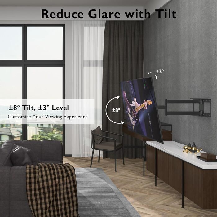 BONTEC Extra Long TV Wall Mount - 850mm Articulating Arm for 32-70 inch LCD/LED/OLED TVs - Up to 60kg, Tilt, Swivel & Rotate - VESA 400x400