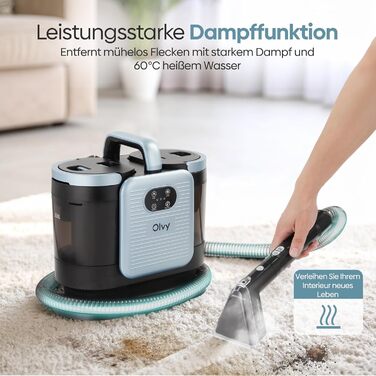 Olvy Teppichreiniger PRO: професійний пароочисник для килимів, диванів та матраців – 1650W, з миючим засобом
