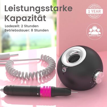 Електричний набір для манікюру та педикюру Delanie з фрезером 35000 об/хв (6 в 1) для гелю, полігелю, акрилу, з насадками, акумуляторний, сірий