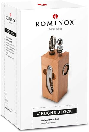 Набір аксесуарів для вина Rominox 7 предметів: блок нотатків, сомельє-ніж, термометр, кришка, виливач