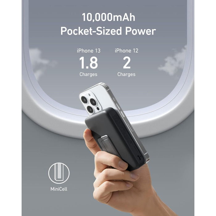 Anker Power Bank 10000mAh Магнітний, Бездротовий, для iPhone 13/12, Чорний