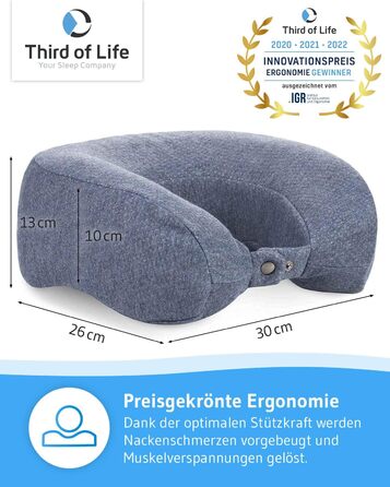 Neck Pillow Airplane ANDAR QuickDry, Ergonomic Travel Pillow, Neck Roll with Quick-Drying Cover, Neck Support Pillow with Memory Foam Against Neck Pain, Travel Pillow for Car