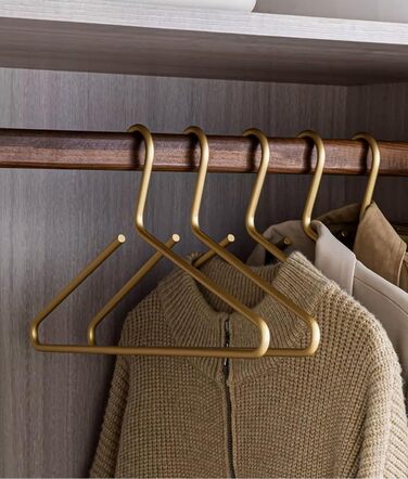 Premium Matte Gold Aluminum Clothes Hangers, 6-Pack, 41.5cm Extra Smooth & Dual Metal Shirt Hangers, Aluminum Alloy Clothes Hangers, Clothing Support, Clothes Hang