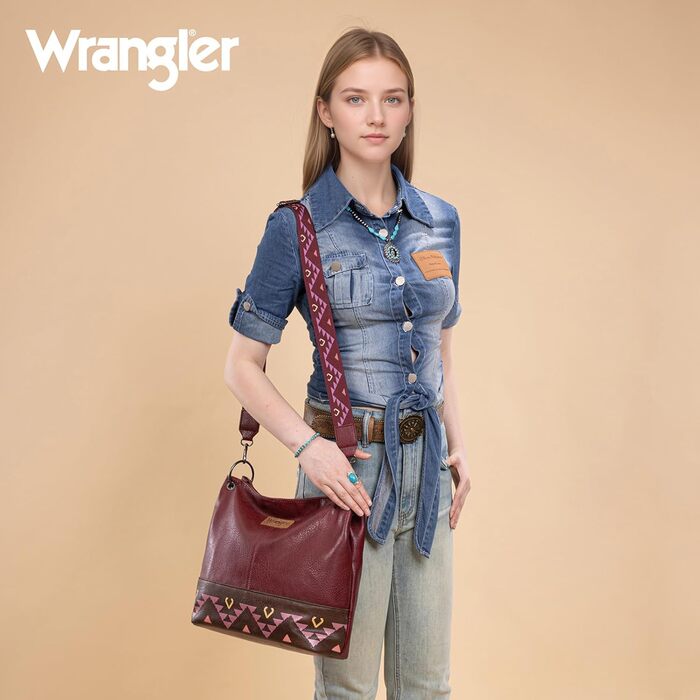 Сумка жіноча Wrangler Hobo з екошкіри, верхня ручка, крос-боді (Western Burgundy)