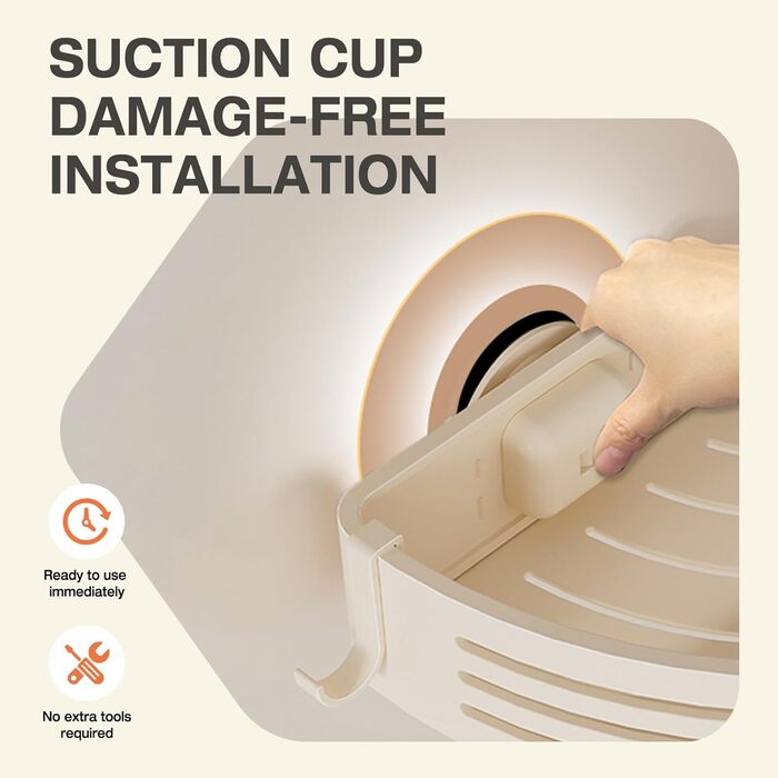Поличка для душу Lekesky без свердління, кутова, з міцними присосками, алюміній, нержавіюча сталь, знімна, для ванної кімнати, кухні, орендованого житла (2 шт., кремовий колір з тримачем для рушників)