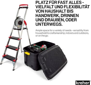 Kreher XXL контейнер для зберігання 145 л з кришкою на замку, на колесах, водонепроникний, пластик, 93x53x46 см