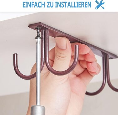 Тримач для чашок під шафу FOMANSH, 12 гачків для чашок, білий/коричневий, з кріпленнями