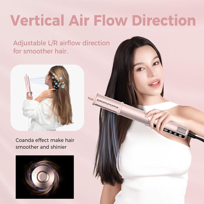 Pro Airbrush Air Styler 6 в 1: Фен-щітка, плойка, стайлер для волосся, 1000W (Червоний)