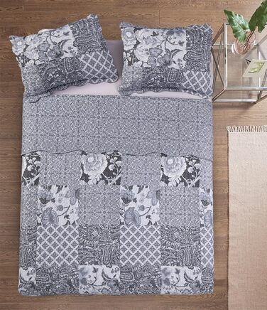 Набір постільної білизни Brilliant Sunshine Grey Heart Love Patchwork (2 шт.) з ковдрою та наволочкою, двостороння, для двоспального ліжка (Queen, сірий)