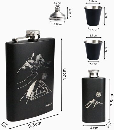 Набір фляг 260мл з нержавіючої сталі: фляга для віскі, міні-фляга, подарунок (зелений, сірий, для активного відпочинку)