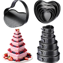 Набір форм для випічки серцеподібних тістечок Zhehao (6 шт.) - антипригарне покриття, різні розміри, для дня народження та сім'ї