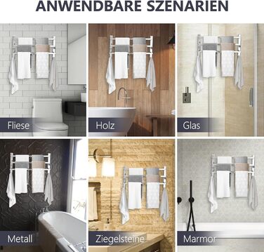 Тримач для рушників без свердління для ванної кімнати | Без бактерій | Прихований кріплення | Тримач рушників з гачками - нержавіюча сталь SUS 304, нержавіюча сталь, полірована | з дзеркальним покриттям