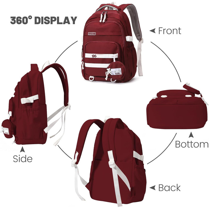 Дитячий рюкзак для школи дівчинки-підлітка, водонепроникний, легкий, великий, модний - (Червоний)