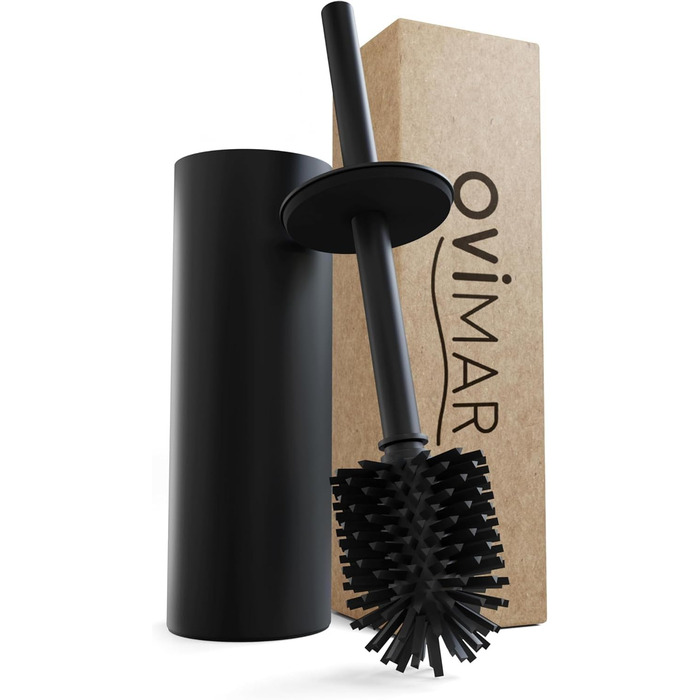 Набір для чищення унітазу Ingoy | Силіконова щітка для унітазу | Чорний | з нержавіючої сталі з кришкою | для ванної кімнати та гостьового туалету | знімний насадка | стильний дизайн