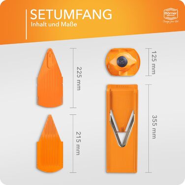 Набір для нарізки овочів Börner V3: слайсер, жульєн, кубики, кухонний овочевий слайсер, нержавіюча сталь, помаранчевий