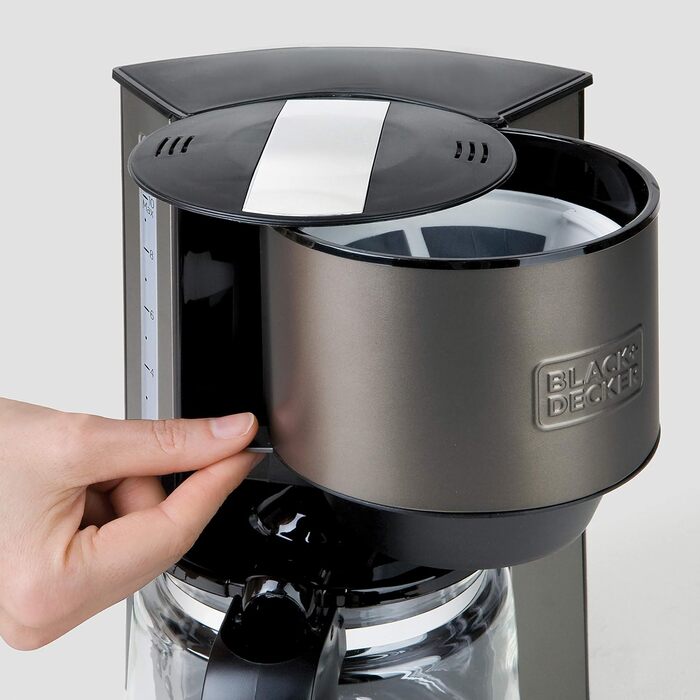 Кавоварка BLACK+DECKER BXCO870E, 870 Вт, 1,25 л, 10 чашок, з підігрівом, без перемішування, нержавіюча сталь
