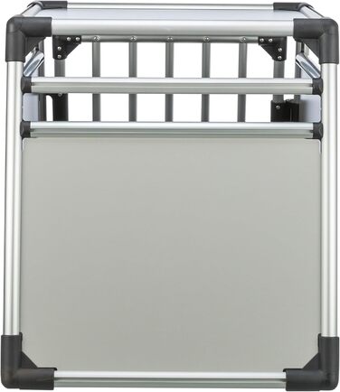 Тріксі переносна клітка для собак з алюмінію, срібна - M–L, 60x65x86 см, стабільна та тиха, з безпечним замком та неслизьким килимком - 39342, для однієї собаки