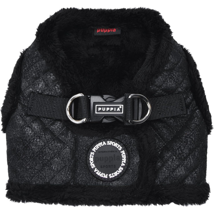 Шлейка для собак Puppia Douglas, Step-in, тепла, зимова, в горошок, для маленьких та середніх собак, розмір M (Чорний, Medium)