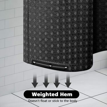 Штора для душу миюча текстильна поліестер 180x180 см чорна з кільцями (1 шт.)