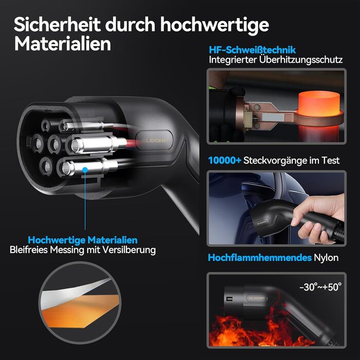 Кабель зарядки для електромобіля Typ 2 (22kW, 32A, 5м) 3-фазний, з сумкою, сумісний з Tesla, VW ID.3/4, e-Golf та іншими EV