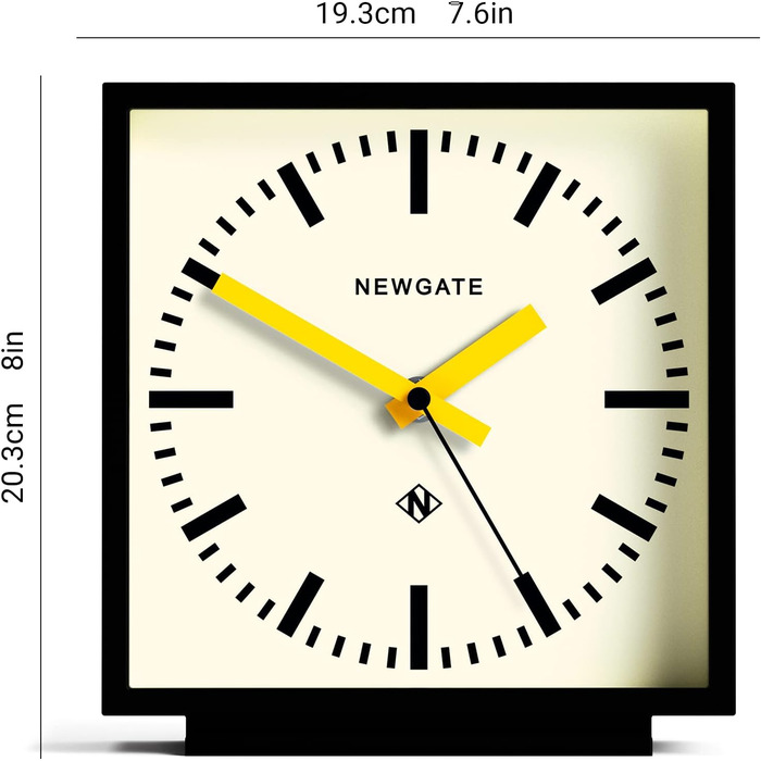NEWGATE® Amp Silent Sweep Mantle Clock – 'No Tick' – a Modern Mantle Clock – Clocks for Living Rooms – Office Clock – Desk Clock – Mantle Clocks – Station Dial (Yellow)
