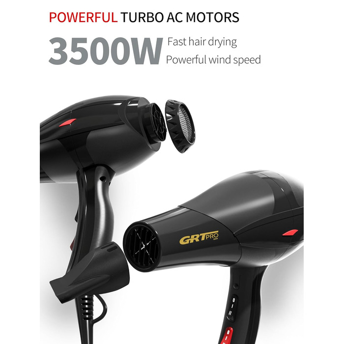 Іонізатор для волосся Profi-Fön 3500W, блаво світло, 2 швидкості, 3 режими, концентратор та дифузор для дому та салону