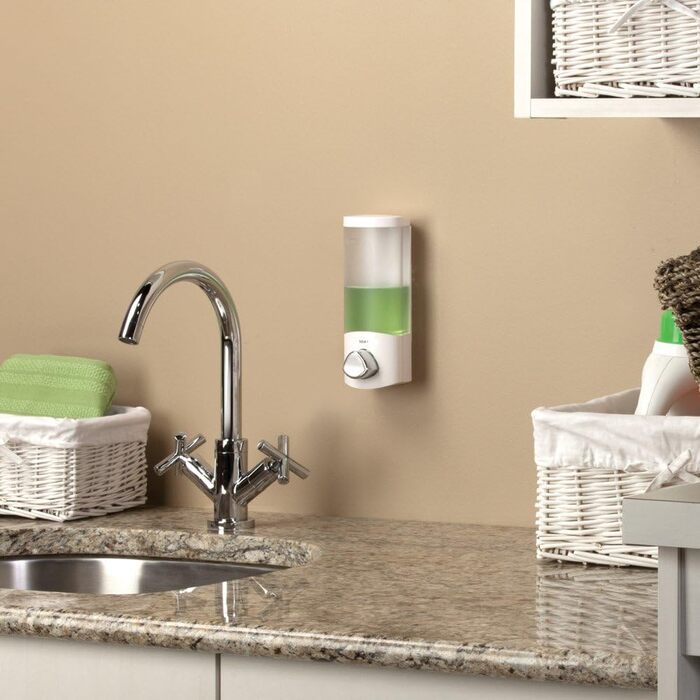 Дозатор для мила, гелю для душу та шампуню Better Living, хром, ABS-пластик, білий, однокамерний