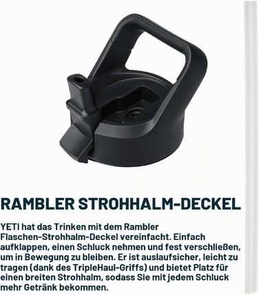 Термос-пляшка YETI Rambler 750 мл зі сталі з вакуумною ізоляцією та кришкою зі соломинкою, колір Black Stone