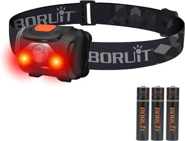 BORUIT LED Headlamp, 2PCS Headlight Red Light AAA Battery Super Bright 4-Mode Headlight for Kids Adults Camping Running Hiking Fishing (Pink (1pcs))