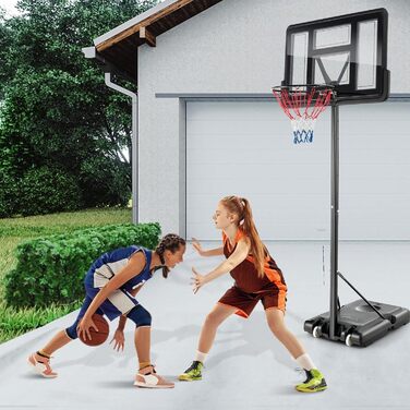 COSTWAY Adjustable Height Basketball Stand - 130-305cm Outdoor Basketball Hoop with Stand & Wheels - Mobile Basketball System with Ball Storage - Hoop System for Kids & Adults - Includes 2 Nets