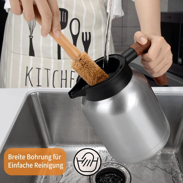 VETIN Thermos Flask with Tea Infuser 1.5L, Double-Walled 304 Stainless Steel Insulated Carafe, Tea Pot Thermo with Temperature Indicator, Coffee Pot Thermo 10h Heat/16h Cold