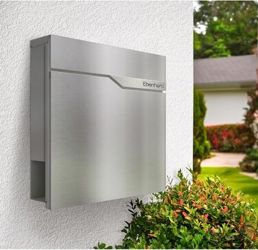 Поштова скринька Metzler® антрацит з газетницею та іменним шильдиком RAL 7016, вулична, з нержавіючої сталі, стійка до корозії та погодних умов, 37x37x10.5 см