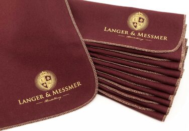 Langer & Messmer Polishing Cloths for Smooth Leather made of 100% Cotton in a Practical Set - The Shoe Polishing Cloth for Professional Shoe Care (Bordeaux | Beige)