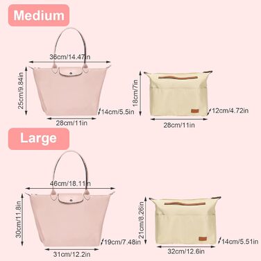 Органайзер-вкладиш для сумки Longchamp GADITIEK, бежевий — органайзер для аксесуарів, підтримує порядок у жіночій сумці