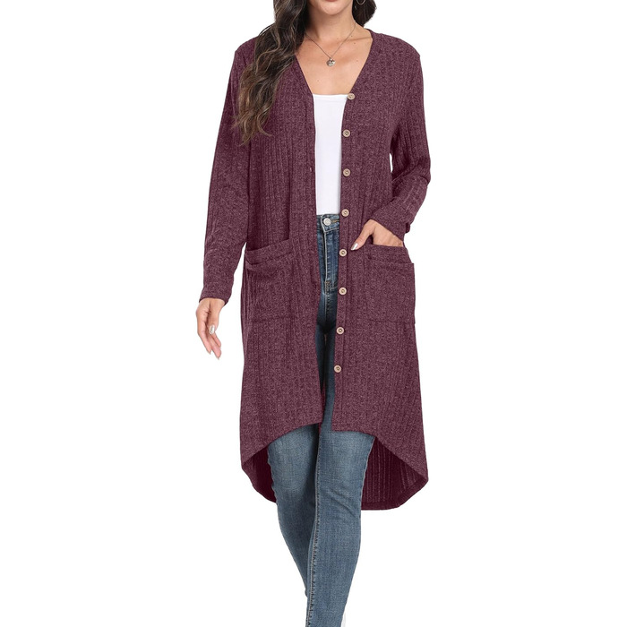 Кардиган жіночий GRECEREE з ґудзиками та V-подібним вирізом, літній (XXL, Рожевий)