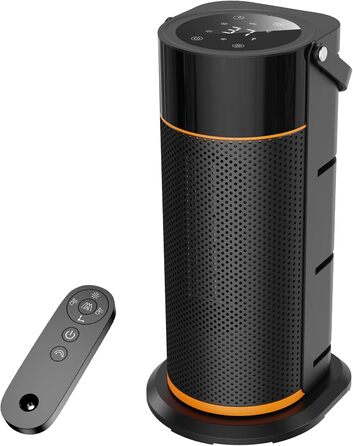 Електричний обігрівач 2000W з PTC-керамічним нагрівачем, тихий, з пульт дистанційного керування, таймером, поворотним механізмом 70° та LED-дисплеєм. Підходить для офісу, спальні, ванної кімнати, дому. Чорний, без полум'я.