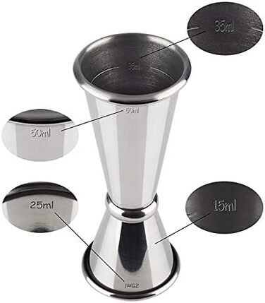 Boston Bar Set, 700 ml, Boston Cocktail Shaker, Bar Measure, Muddler, Bar Strainer, Food-Grade, Bar Set including Gift Box, (Polished Stainless Steel)