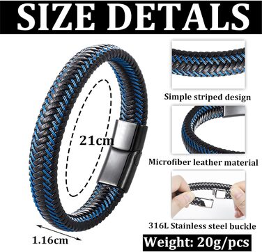 Чоловічий шкіряний браслет Armand, 21 см. Чорний, зелений, червоний, білий. Подарунок на День батька. Браслет для чоловіків Armand