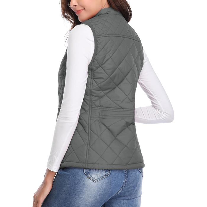 Жіноча легка зимова куртка-жилет з пуху та пера, тепла осінньо-зимова модель, з кишенями, для активного відпочинку, темно-сірий колір (L)