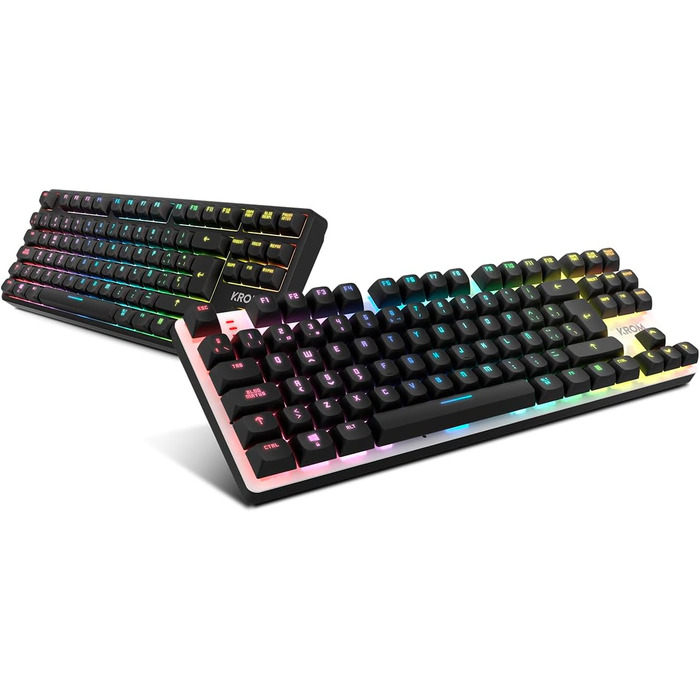 KROM Kabala – Бездротовий ігровий набір з мембранної клавіатури RGB Rainbow, 6 антиблінгуваних клавіш, оптична миша 800-4800 DPI, іспанська розкладка, сумісний з ПК (Kernel Pro Spanish)