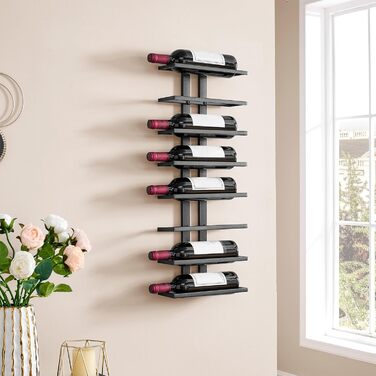 Настінна вітрина для вина FAVOOOSTY з 8 полицями, металева, чорна. Підійде для вітальні, спальні, винного підвалу. 1 комплект