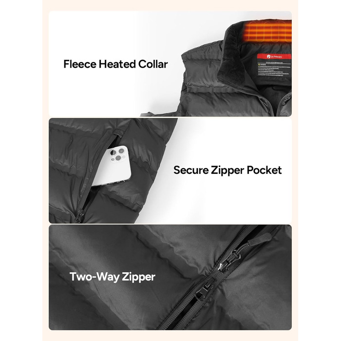 Обогревна жилетка Dr. Prepare для чоловіків та жінок, електроопалювальна жилетка з регулюванням температури, унісекс, з акумулятором, для активного відпочинку, спорту та подорожей (XL, Обогревна жилетка з Powerbank)
