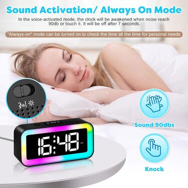 Цифровий годинник-дзеркало MOSUO з USB зарядкою, LED дисплеєм, температурою та голосовим керуванням