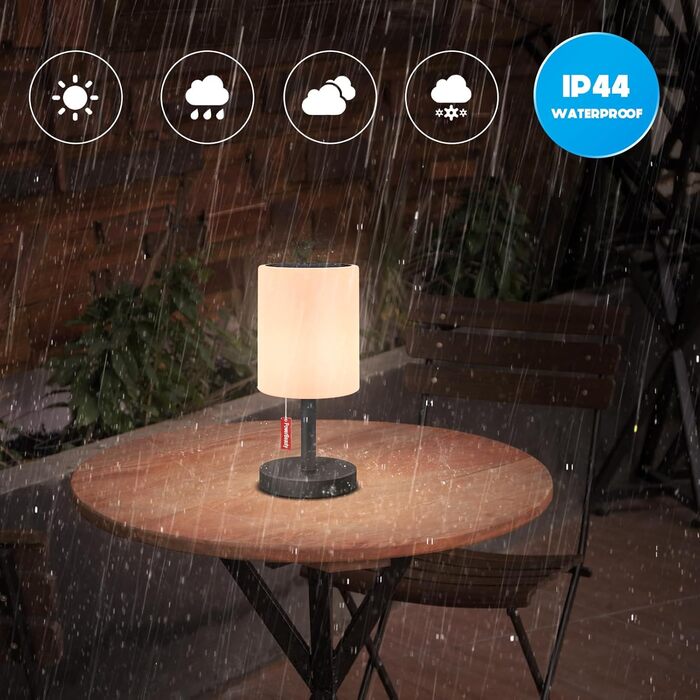 Світлодіодний солярний настільний світильник для вулиці 2-в-1, бездротовий, 8 кольорів, для саду, кемпінгу (Сірий)