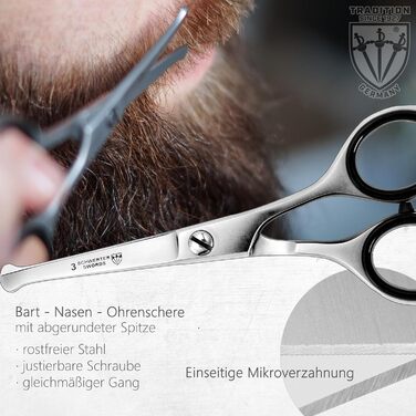 Набір для манікюру чоловічий Drei Schwerter 8 предметів в шкіряному чохлі, чорний колір. З ножицями для бороди, кусачками для нігтів, пінцетом.