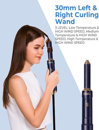 UKLISS 6-в-1 Стайлер для волосся: фен, плойка, брашинг, випрямляч, мультистайлер. Професійний набір для волосся, блакитний колір