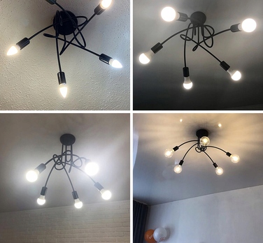 Підвісна LED-лампа ONE, чорна, стиль лофт, 5x E27