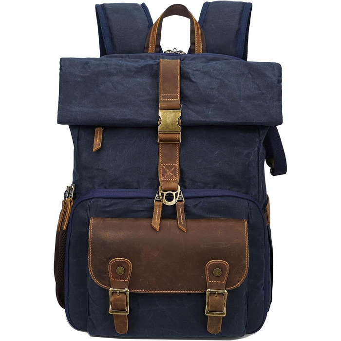 Рюкзак для фотокамери Vmokki Rolltop, водонепроникний, великий, з швидким доступом, антикрадіжний, з кріпленням для штатива, відділенням для ноутбука. Підходить для дзеркальних фотокамер та аксесуарів (Блакитний)