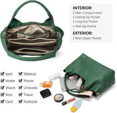 Сумка жіноча BOSTANTEN шкіряна шопер Hobo з ручкою та регульованим ременем, коричнева