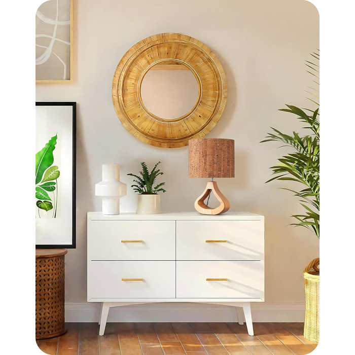 EDISHINE Дерев'яна Настільна Лампа з абажуром з льону, E27, для вітальні, спальні, в стилі кантрі [Енергоклас F], колір: корічневий